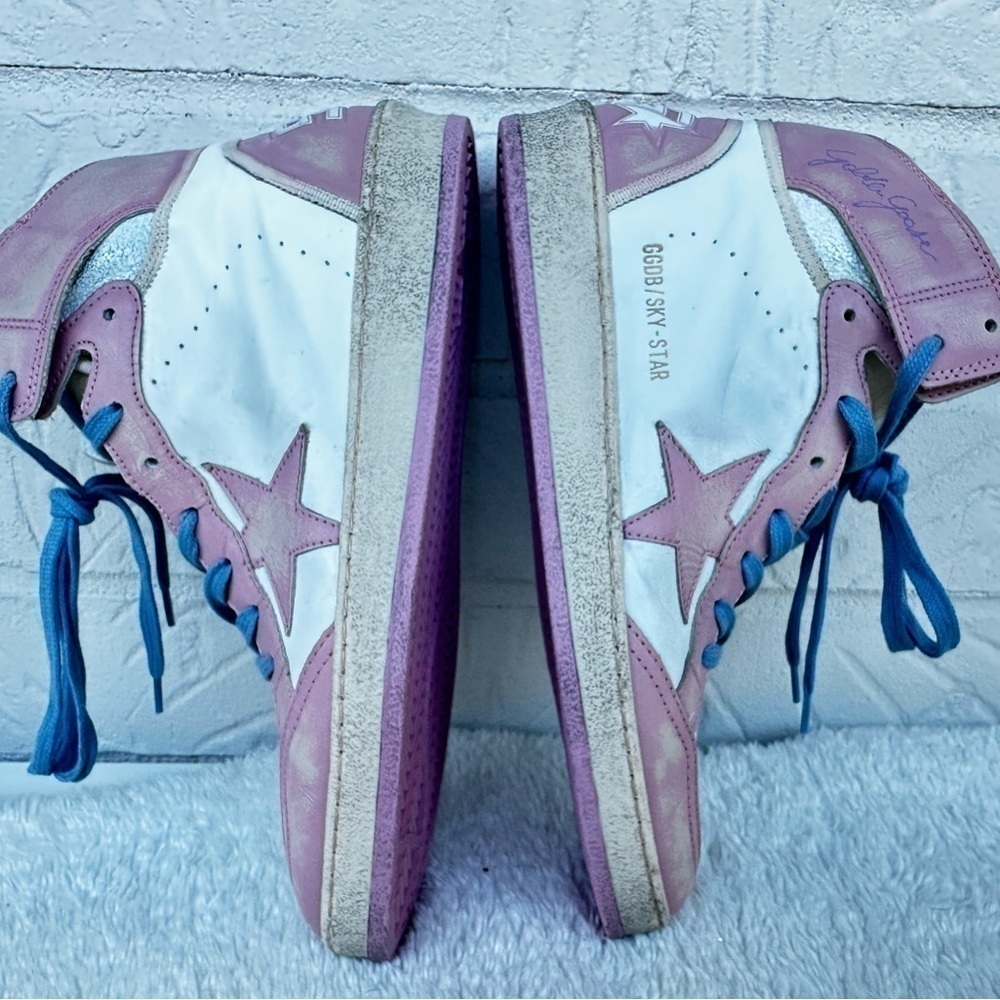 New Golden Goose Sky Star High Top Pink/White Sneakers Size 42 - Picture 4 of 12